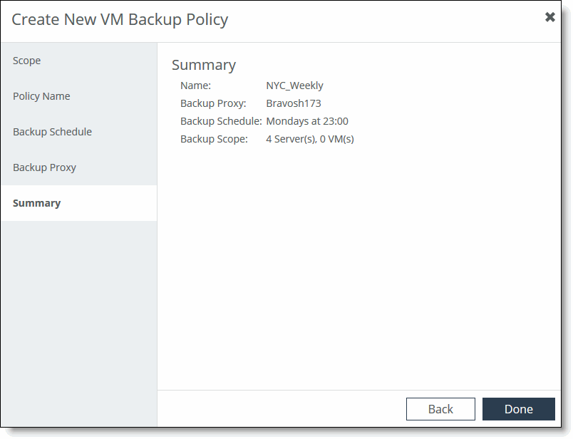 Creating a backup policy