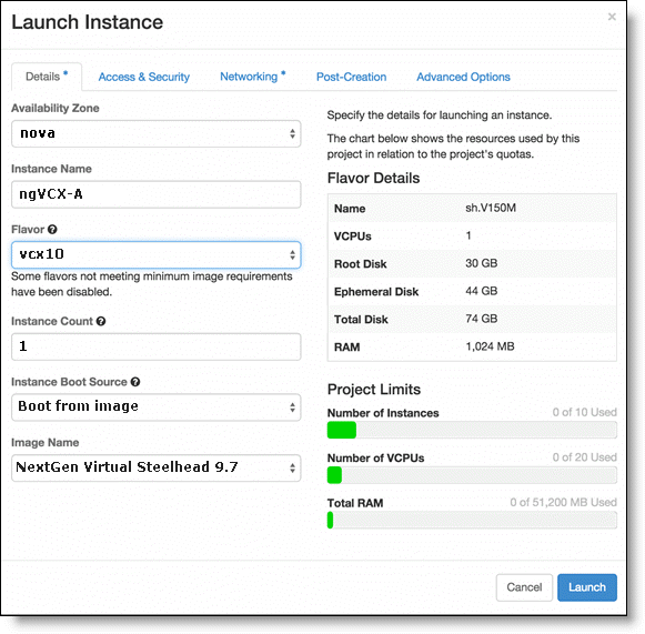 Deploying SteelHead-v in OpenStack