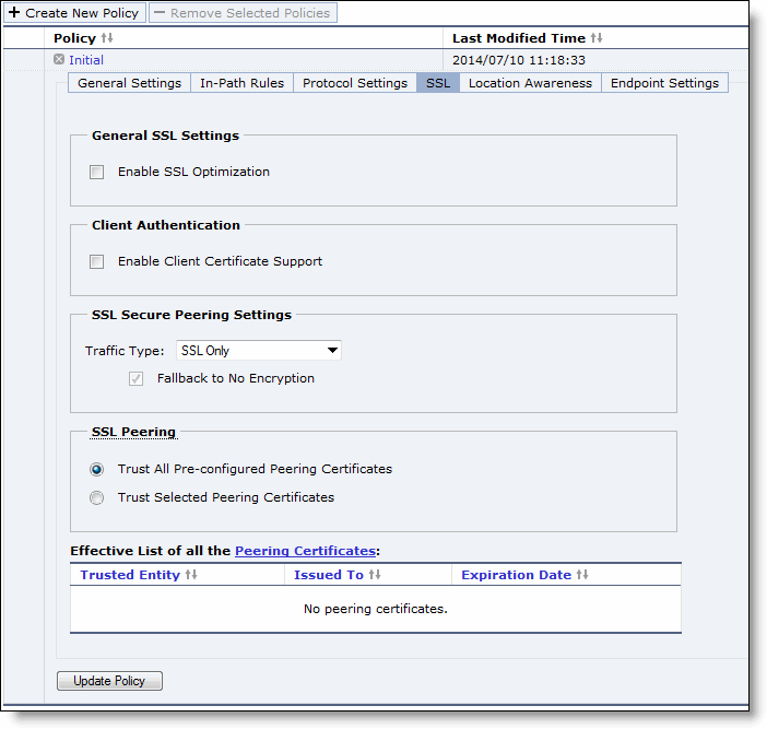 Configuring InPath Optimization Rules for Policies