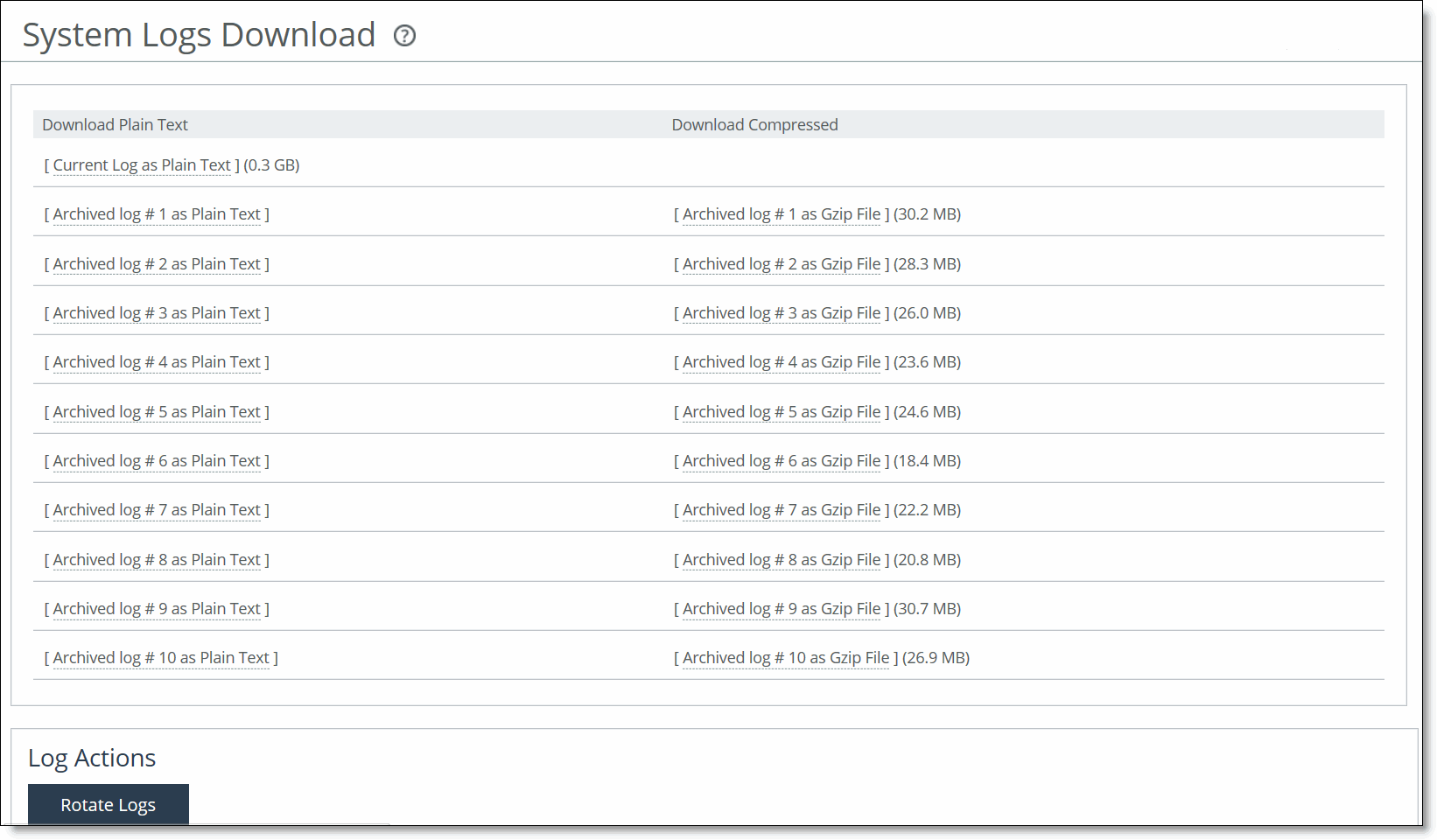 Downloading system log files