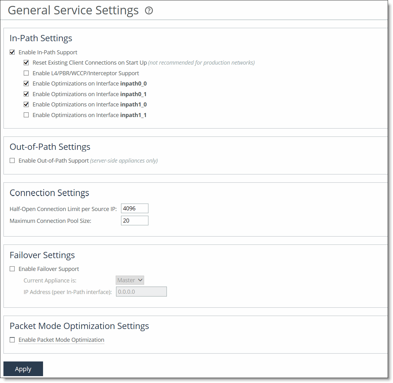 Configuring general service settings