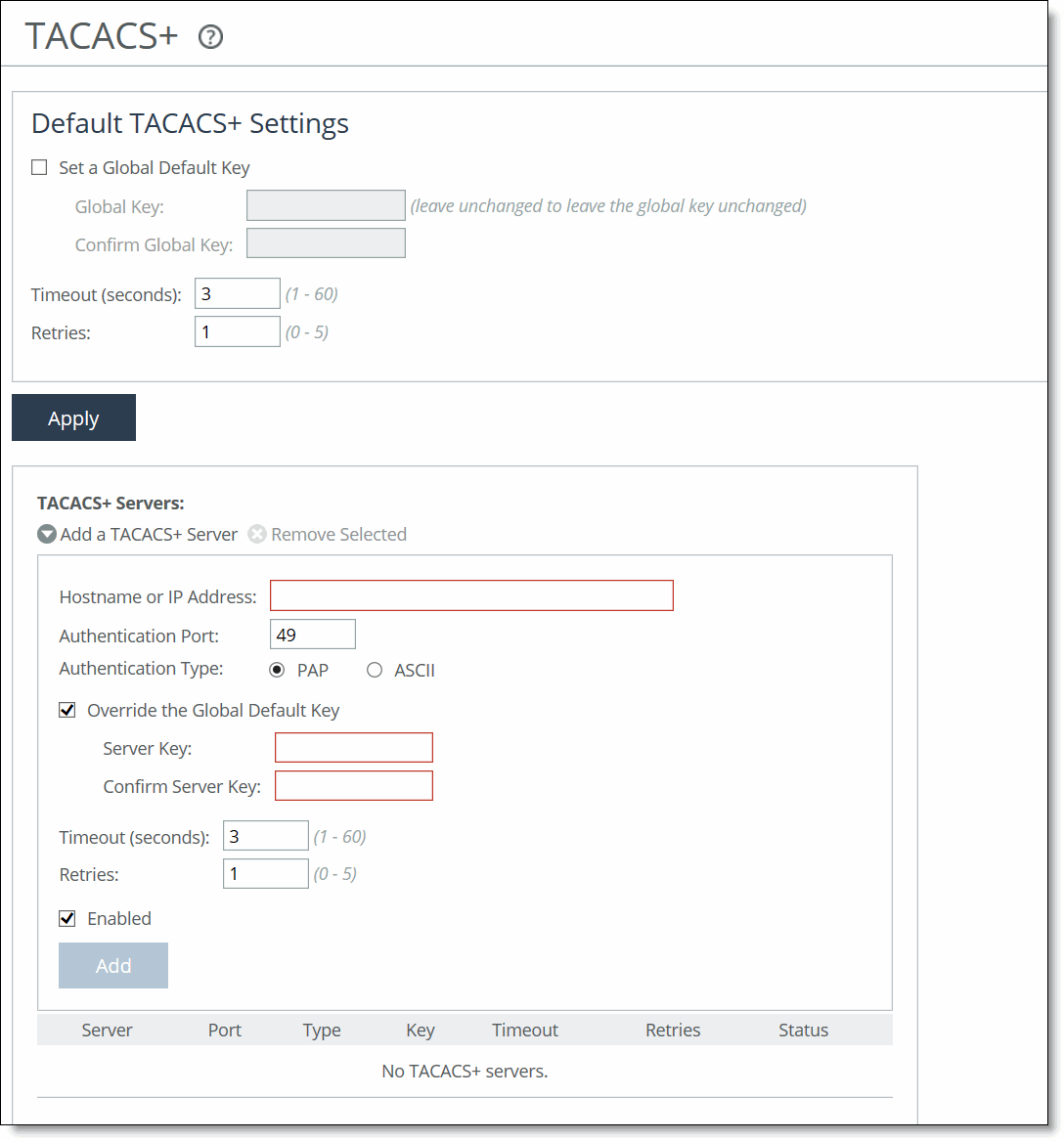Configuring TACACS+ access