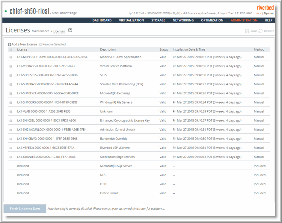 Server License Specification