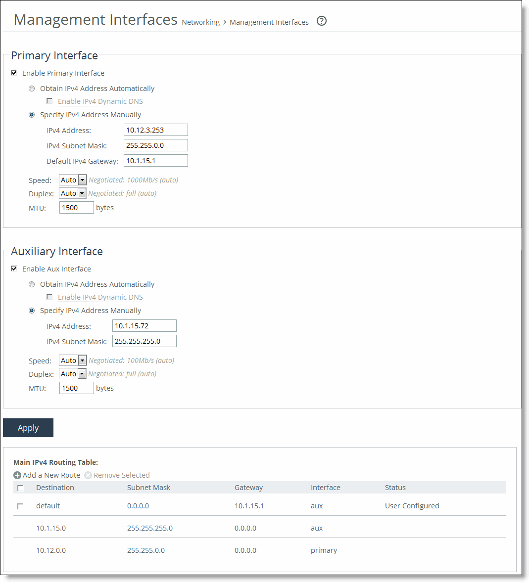 Configuring the management interfaces