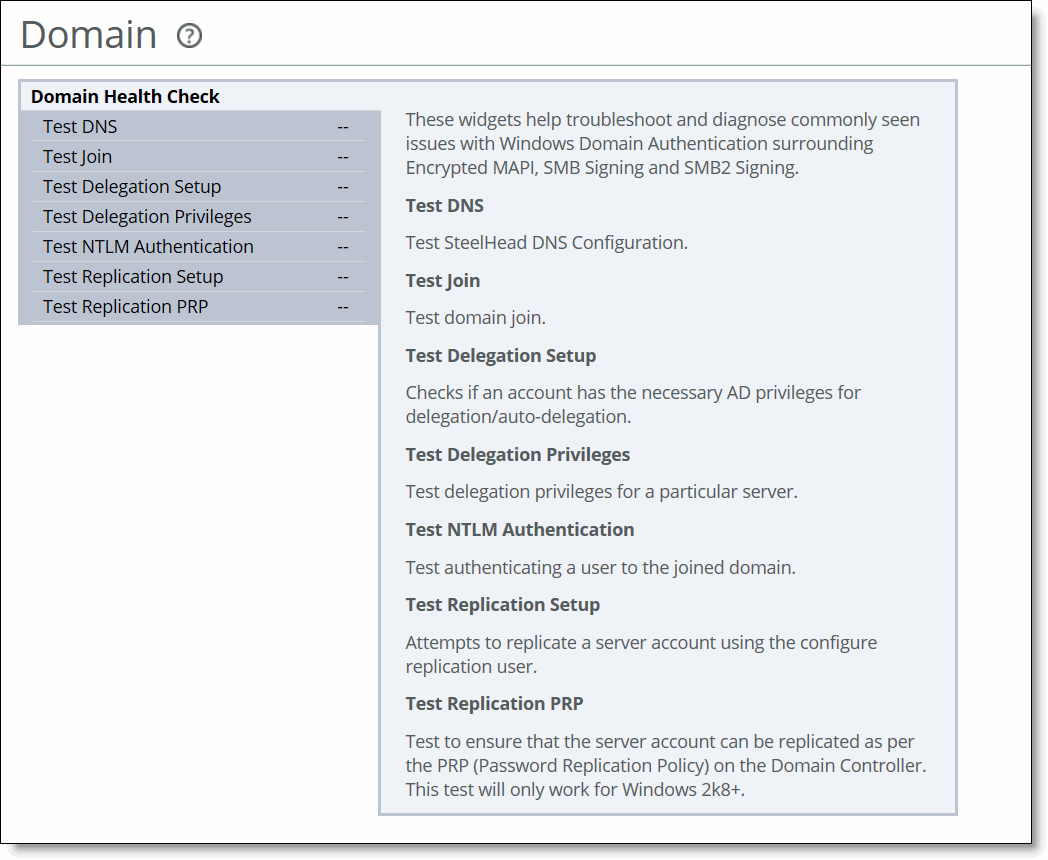Checking domain health