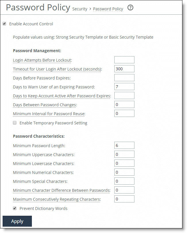 Managing password policy