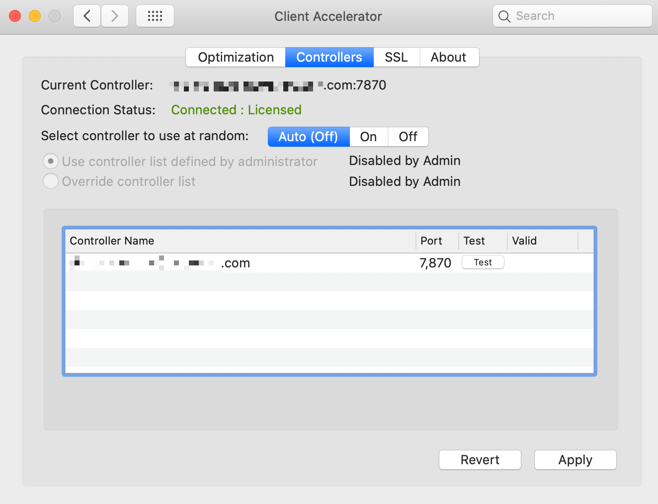 macOS Client Accelerator endpoint properties